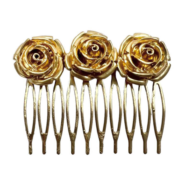 Flamenco Combs Feminine Accessory for your Hair. Golden Flowers Roses
